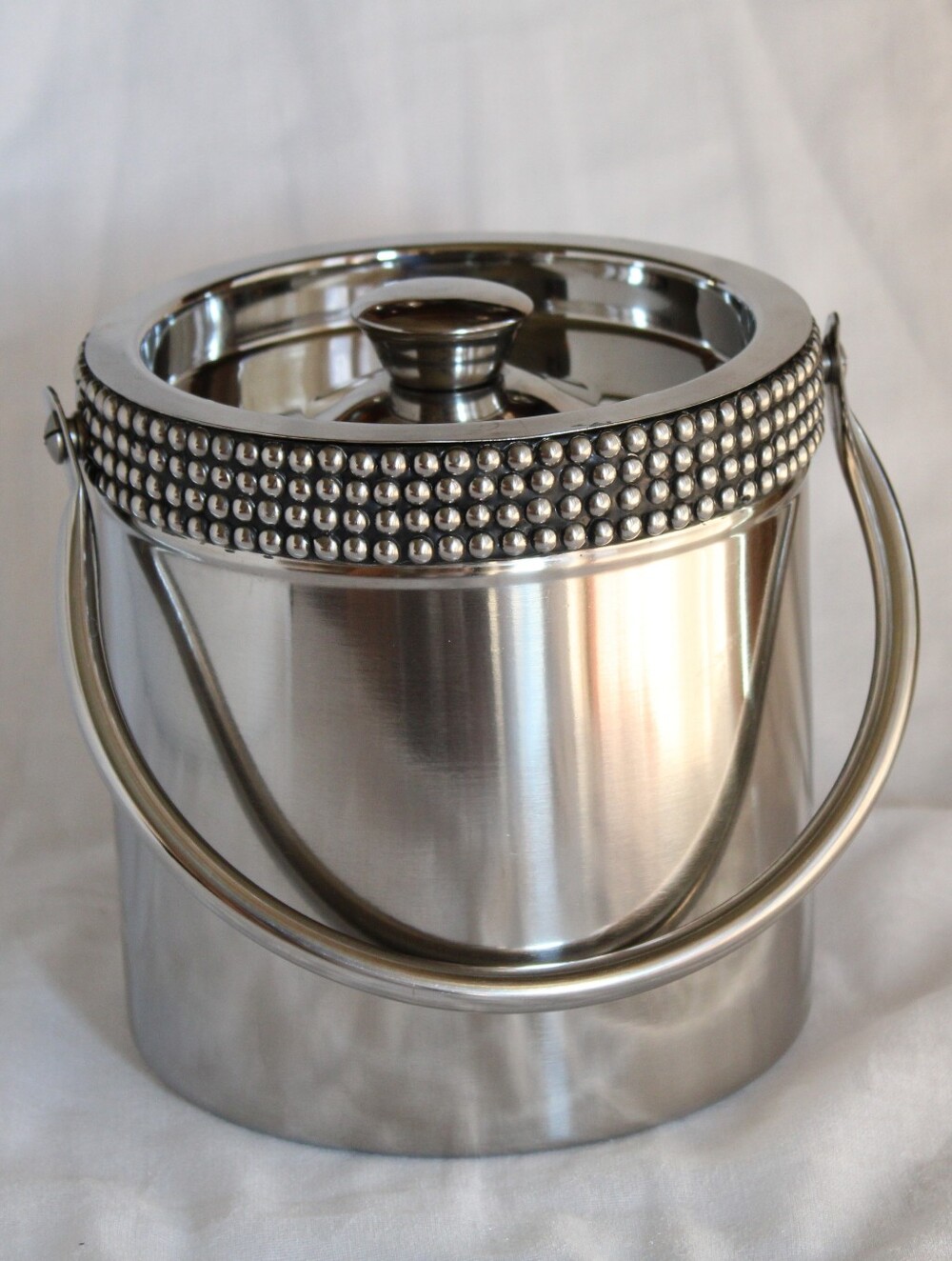 Cynthia ROWLEY Stainless Steel Ice Bucket with Studded Rim and Handle
